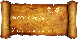 Koós Gergely névjegykártya